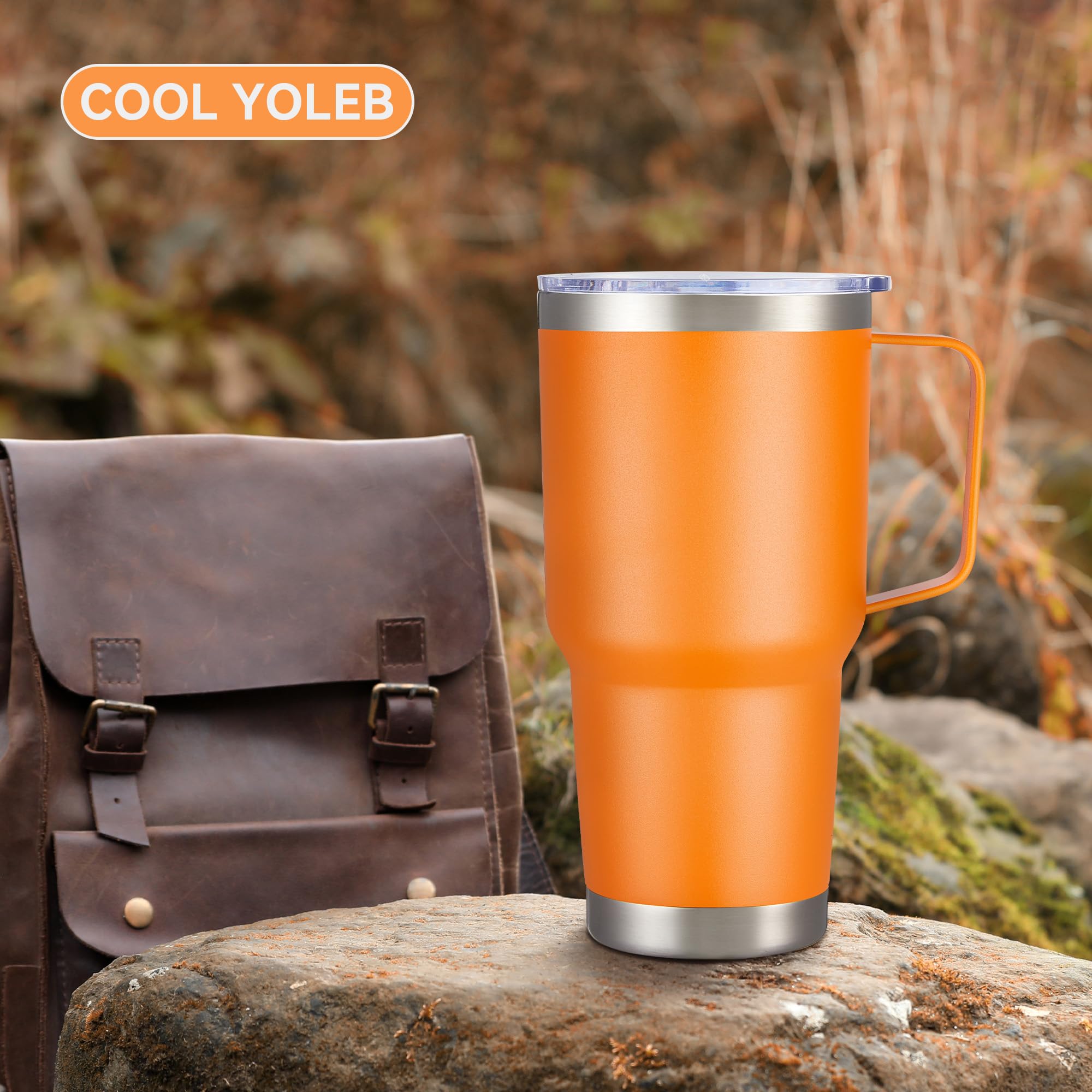Cool Yoleb orange powder-coated finish provides grip and style.