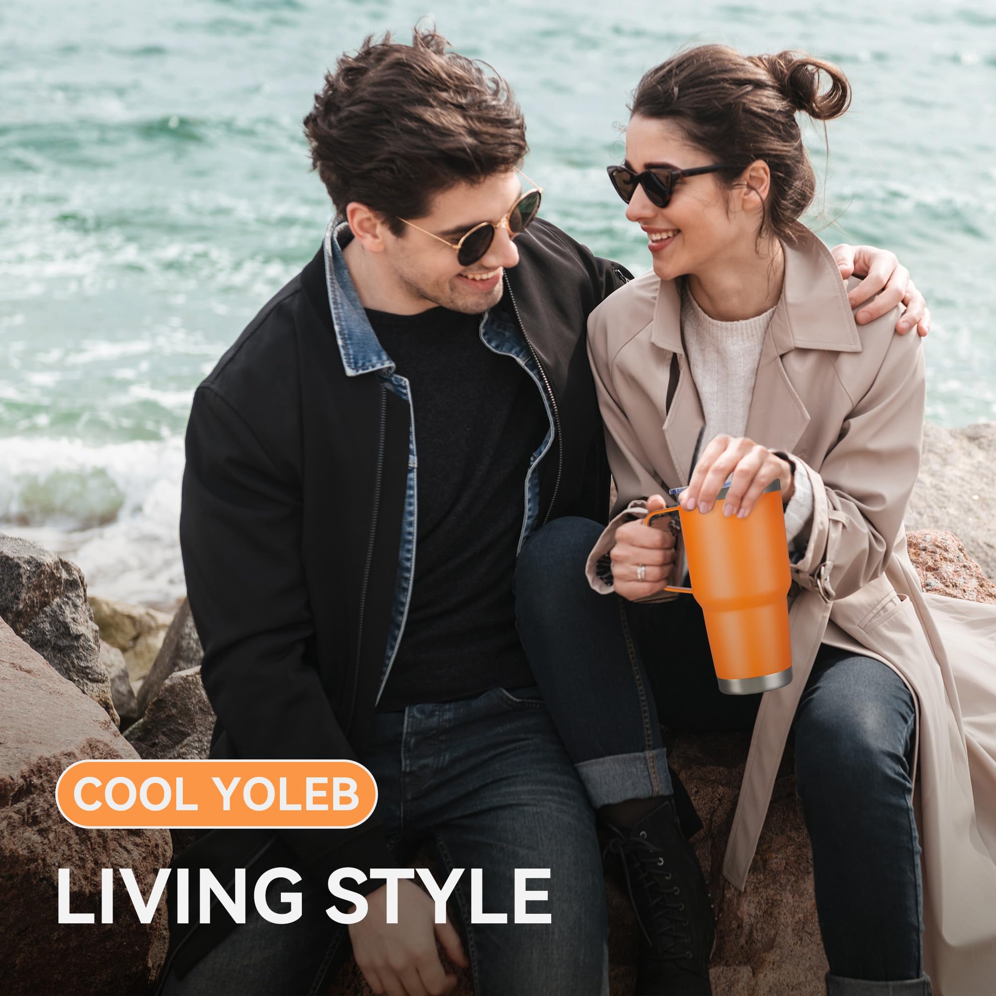 Cool Yoleb travel mug ideal for commuting and workouts.