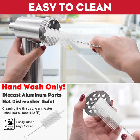 Two cutting blades and a food pusher streamline grinding and prep.