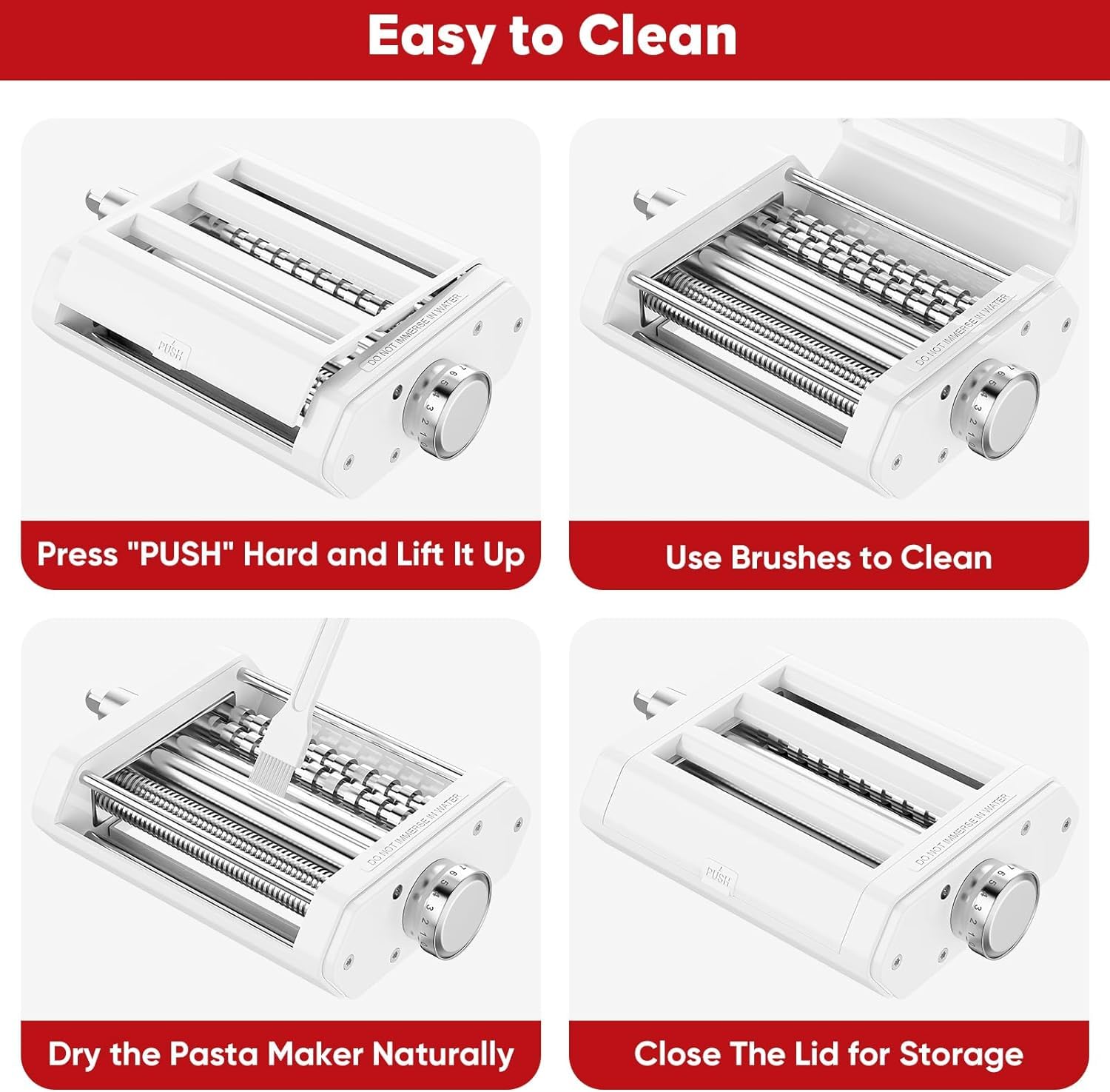 Coolcook cleaning brush reaches every corner after pasta making.