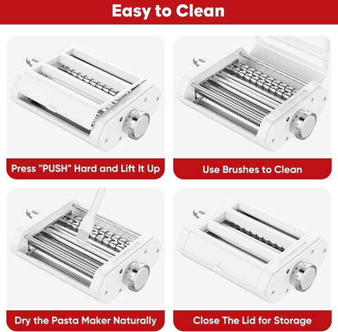Coolcook cleaning brush reaches every corner after pasta making.