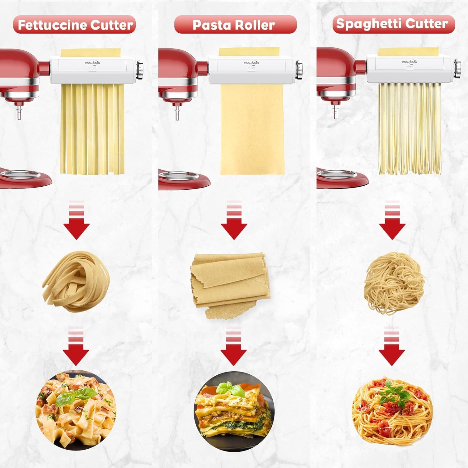 Coolcook lasagna cutter producing even lasagna sheets.