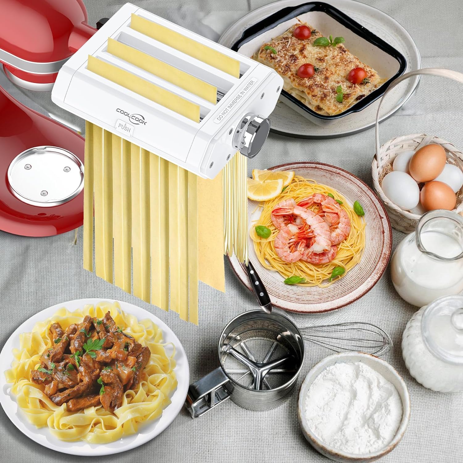 Coolcook spaghetti cutter shaping uniform pasta strands.