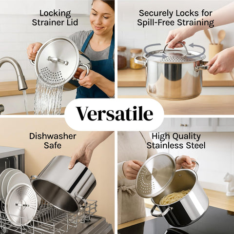 Cooler Concepts even cooking lid traps steam for consistent al dente results.