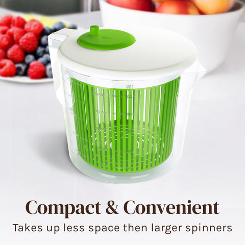 Cooler Kitchen compact spinner with dishwasher-safe parts for easy cleanup.