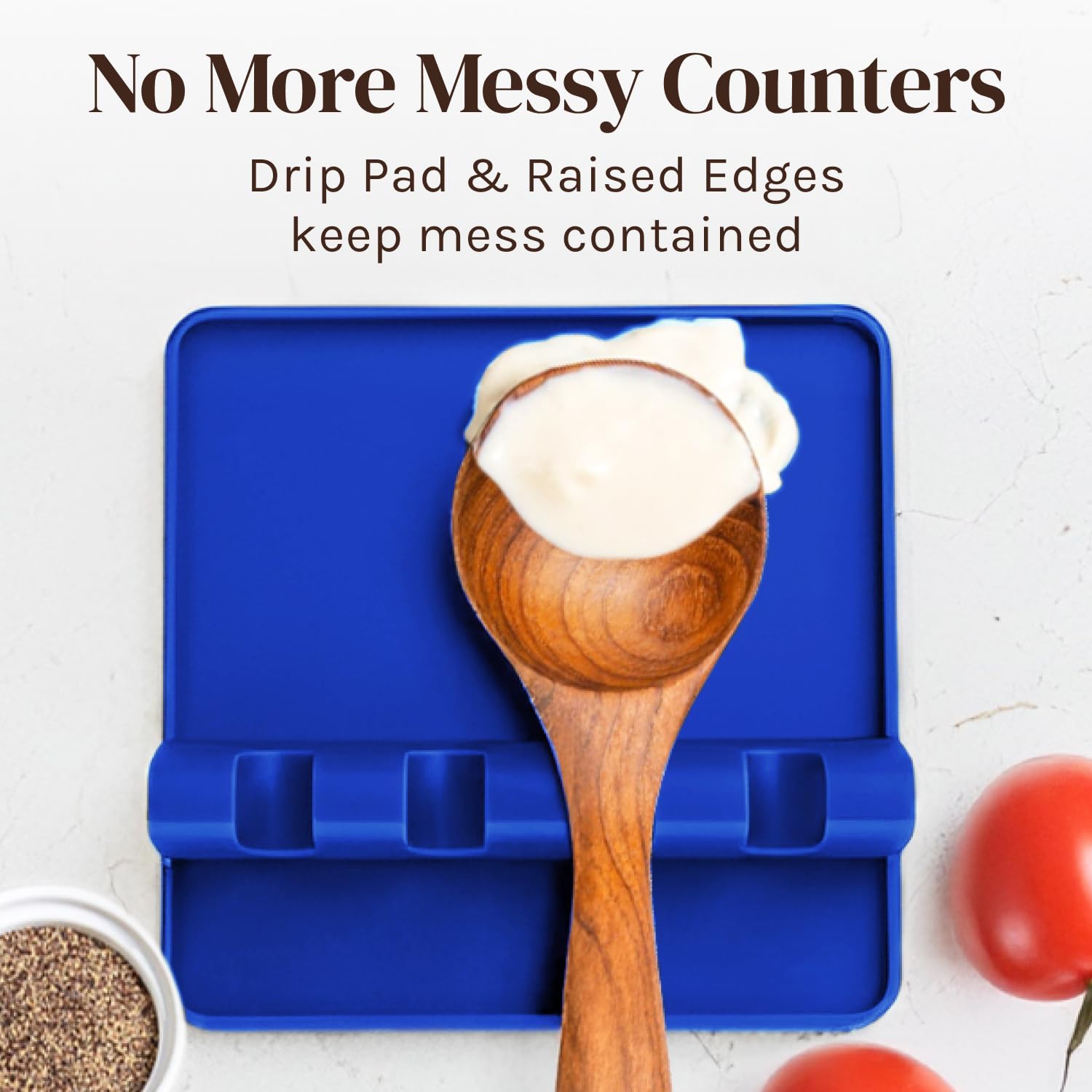 Cooler Kitchen silicone spoon rest, dishwasher-safe for quick cleanup after meals