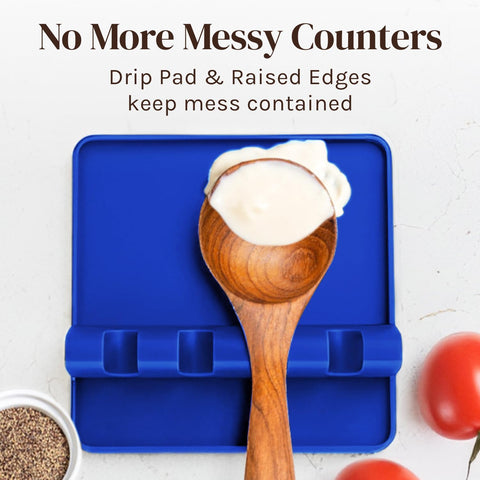 Cooler Kitchen silicone spoon rest, dishwasher-safe for quick cleanup after meals