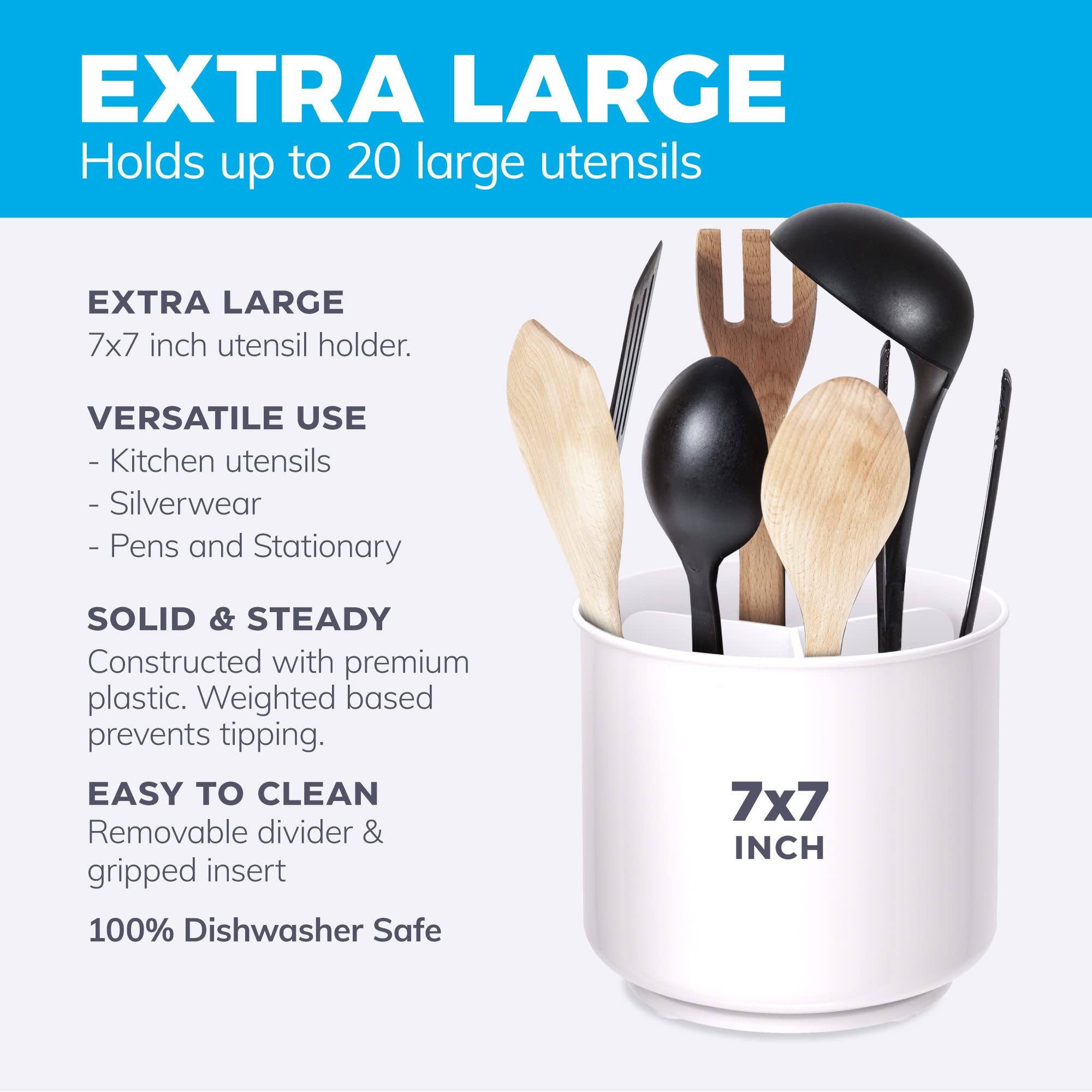 Cooler Kitchen Jumbo XL tri-compartment divider organizes utensils by function