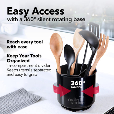 Cooler Kitchen no-tip weighted base keeps the holder steady during cooking.