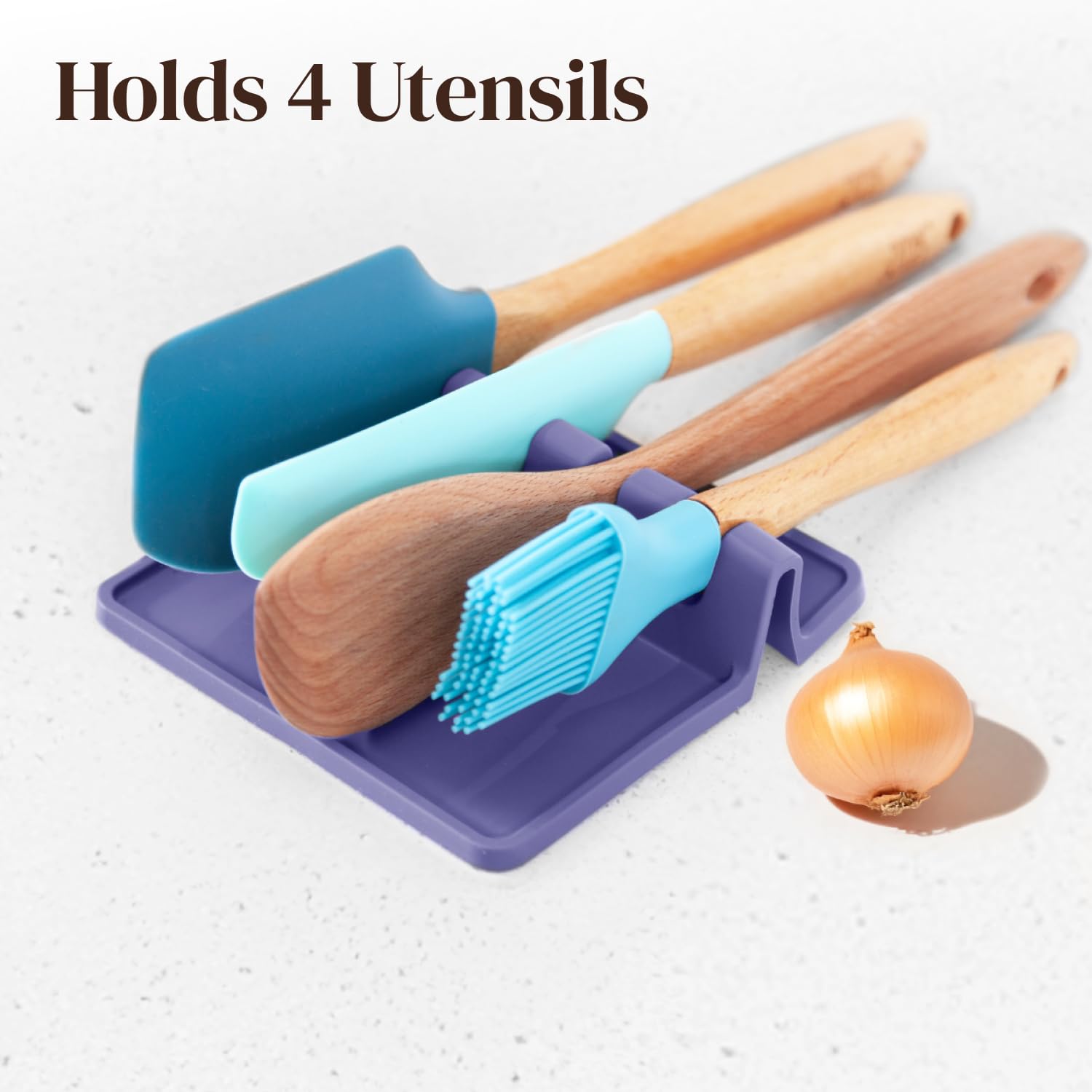 Purple Cooler Kitchen spoon rest adds color and function to the counter