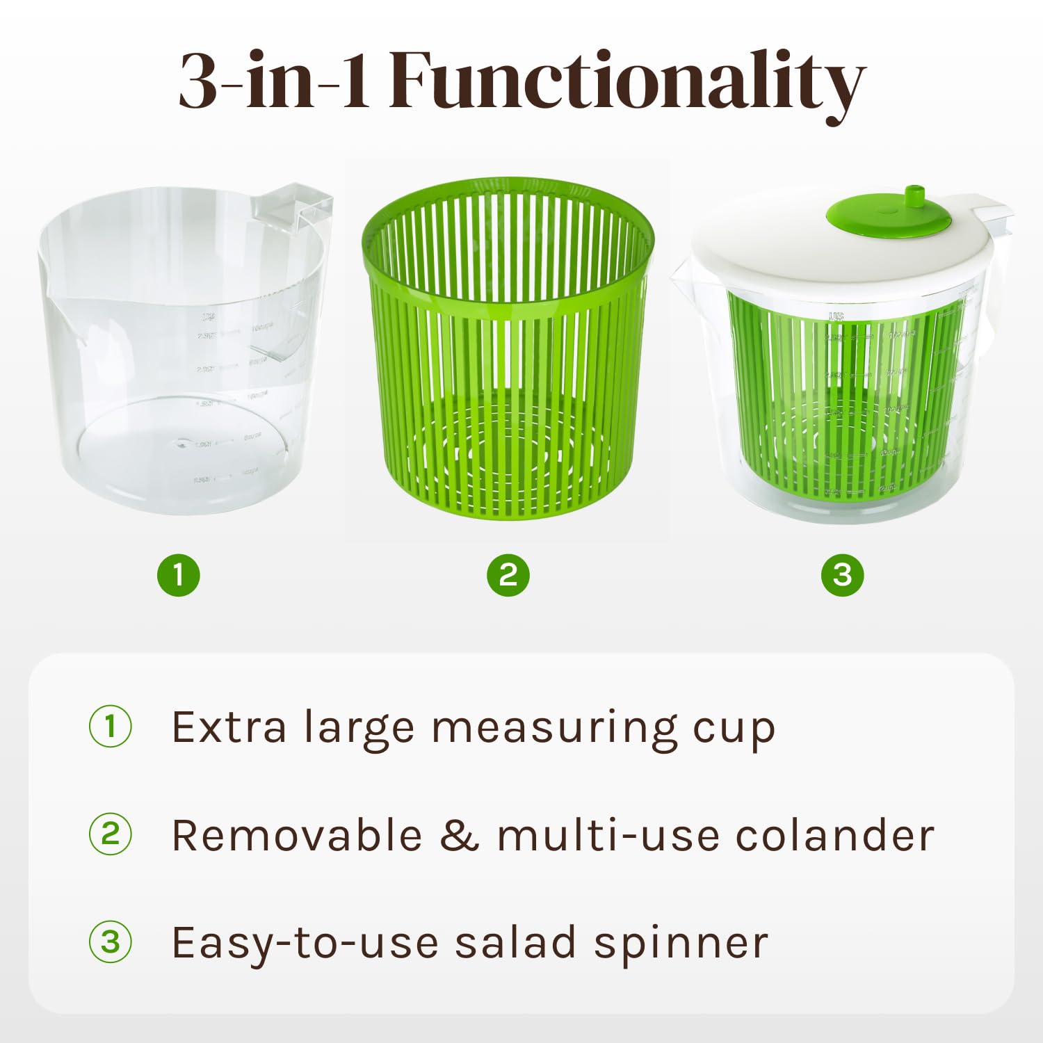Cooler Kitchen removable colander for rinsing herbs, berries, and greens.