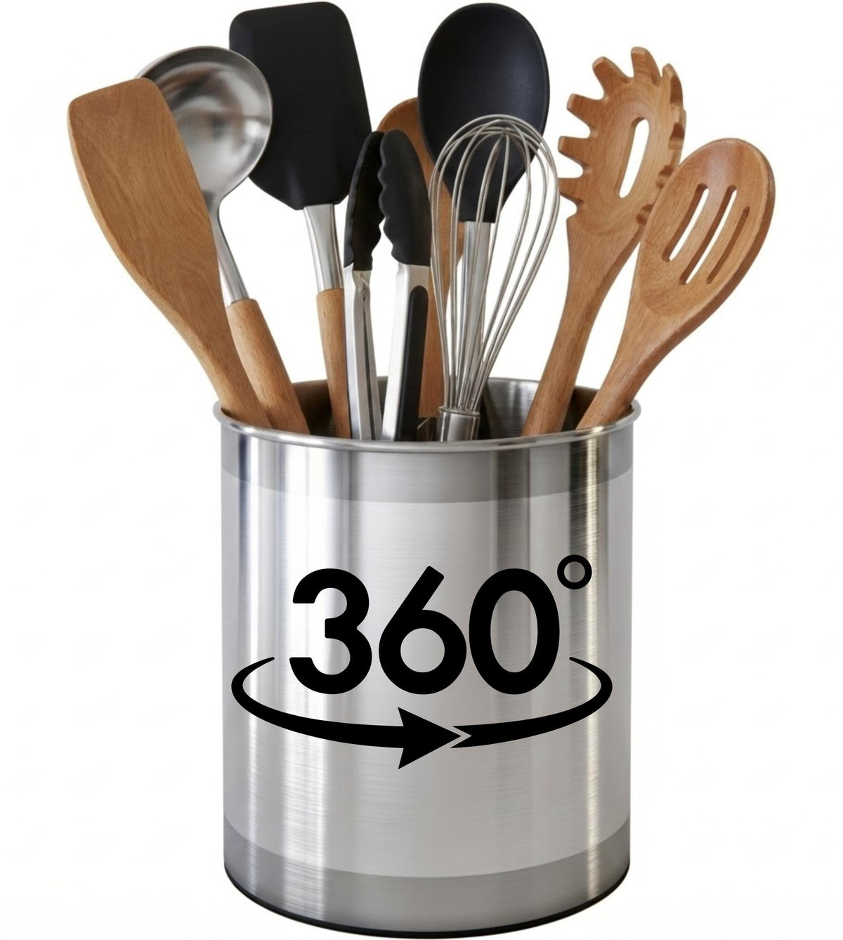 Cooler Kitchen rotating utensil holder base keeps tools within easy reach during cooking.