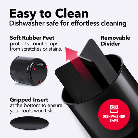Cooler Kitchen rubberized feet protect countertops and keep the holder in place.