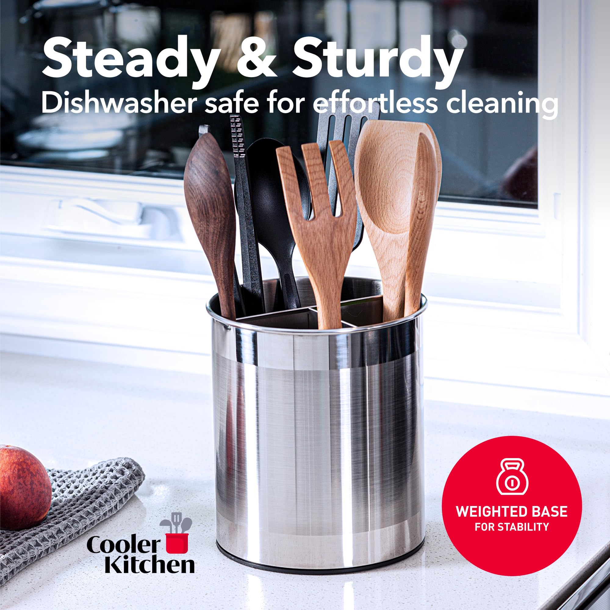 Cooler Kitchen gripped insert keeps utensils from slipping during use.