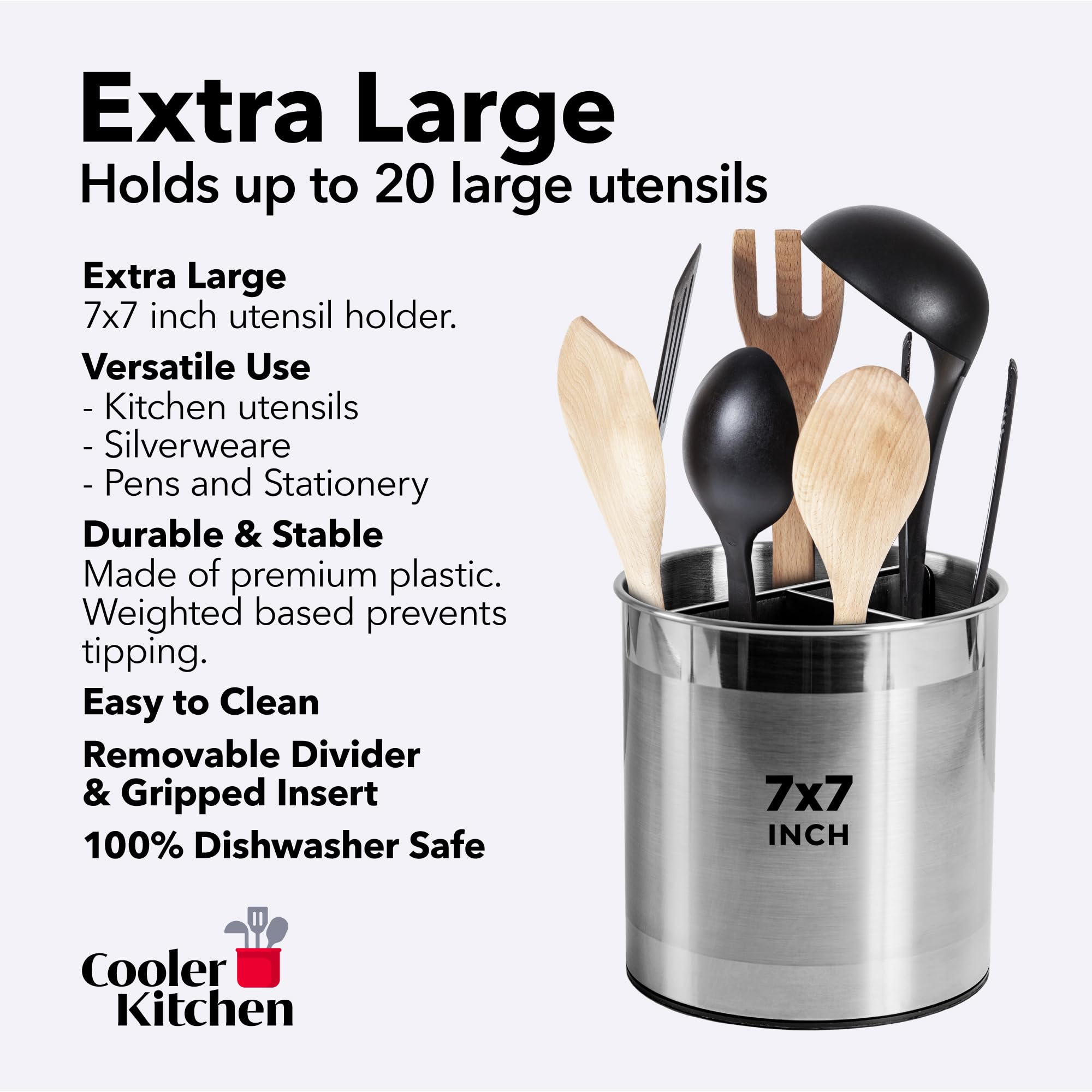 Cooler Kitchen rubber feet protect counters from scratches and noise.