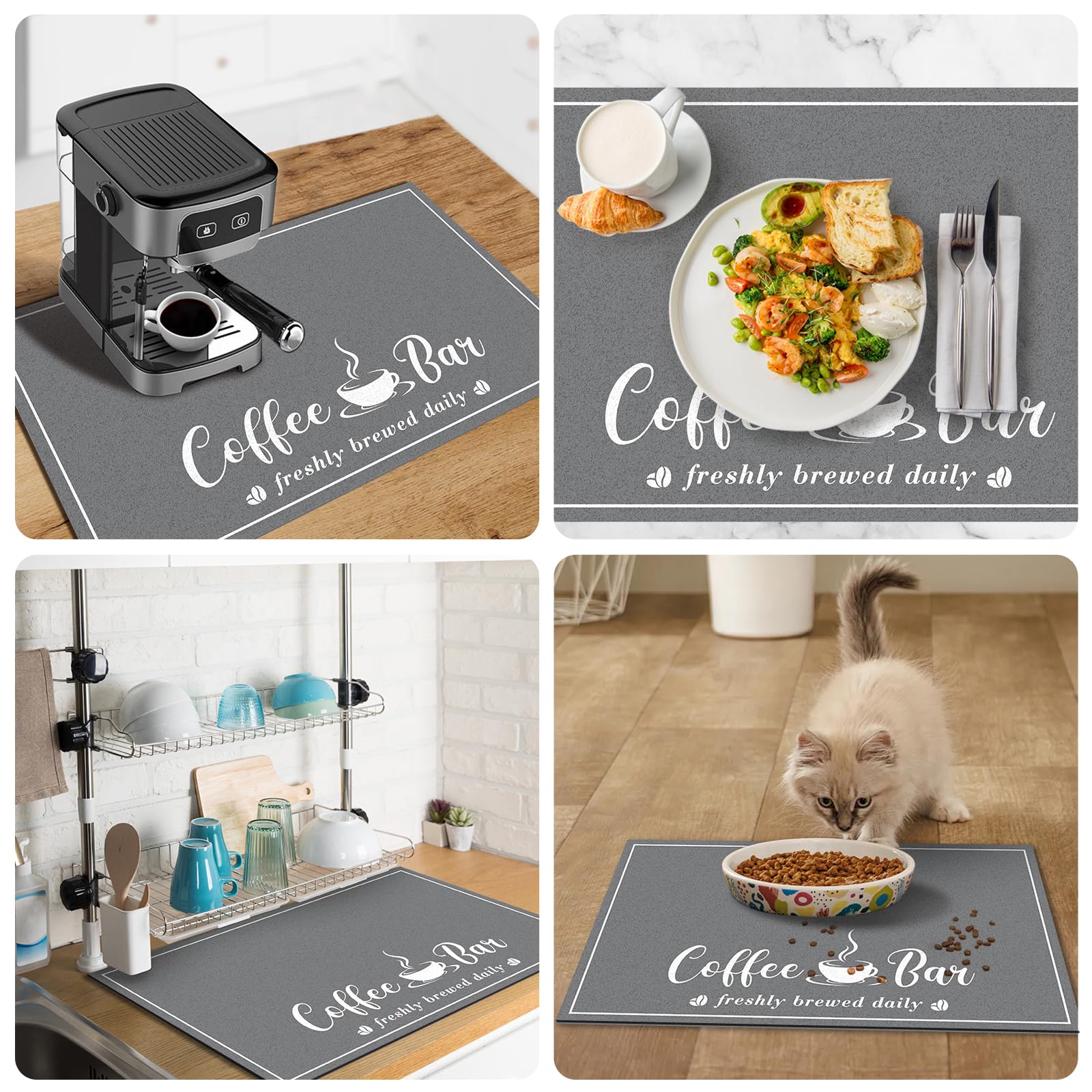 CooRug multiuse mat doubles as dish drying and placemat at gatherings.