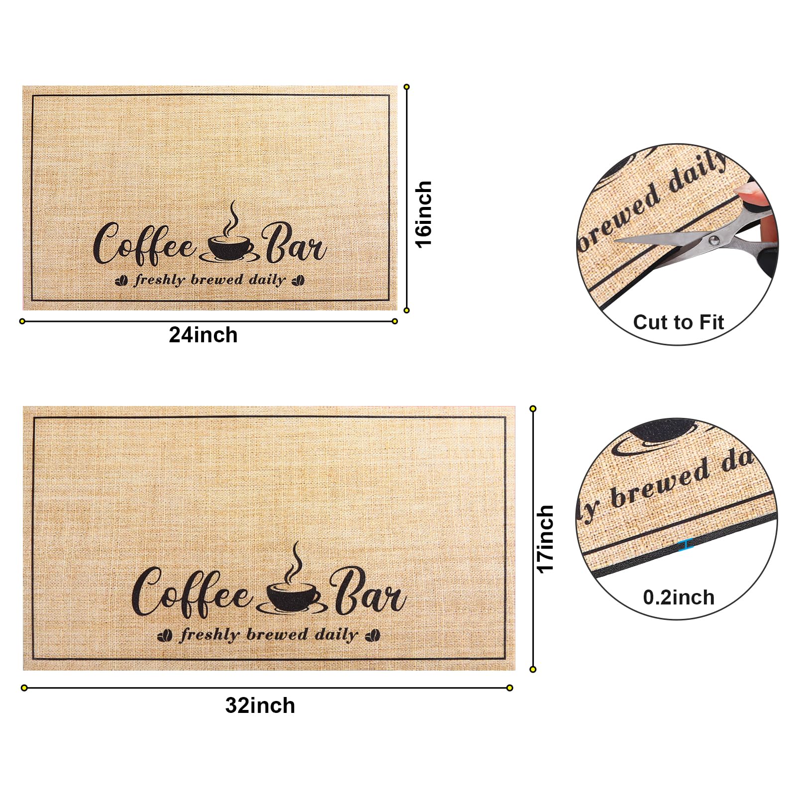CooRug non-slip backing keeps the mat steady during coffee prep.