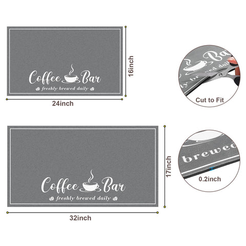 CooRug patterned coffee-bar mat enhances style while keeping surfaces clean.