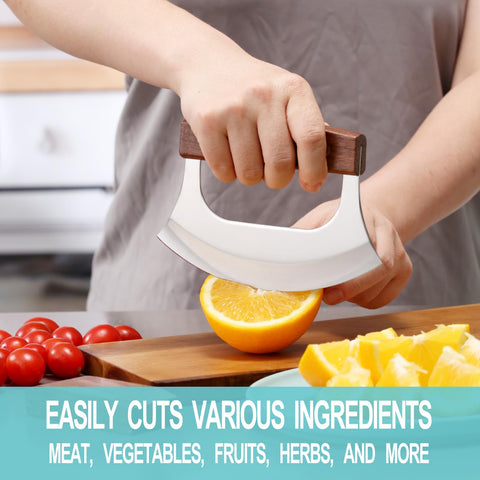 Coowolf Ulu Knife ergonomic handle detail emphasizing comfortable grip and reduced wrist strain.