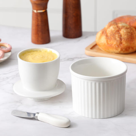 Generous capacity holds nearly two sticks of butter.