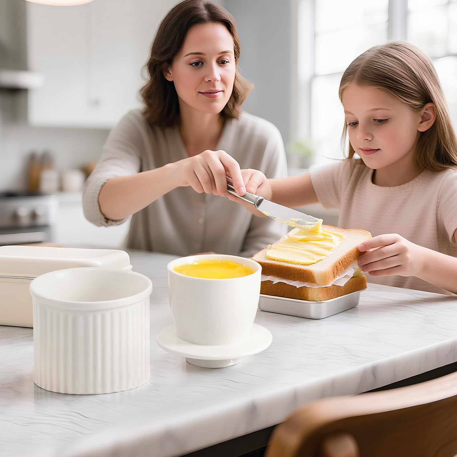 Dishwasher-safe ceramic material for easy cleaning and longevity.