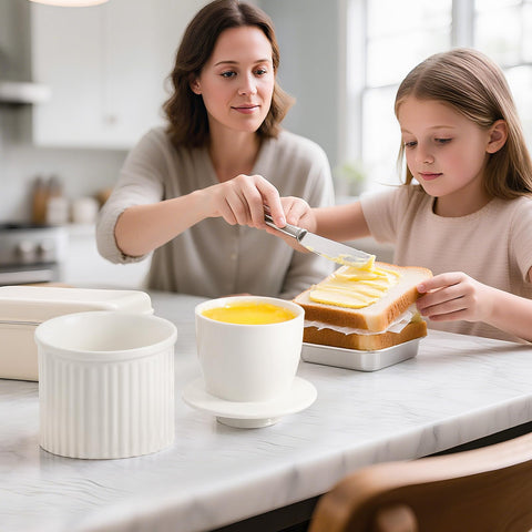 Dishwasher-safe ceramic material for easy cleaning and longevity.