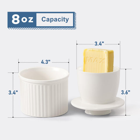 Lid loading softened butter into the Cooyes crock for quick use.