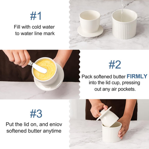 Vertical water-line pattern on the butter dish for modern appeal.