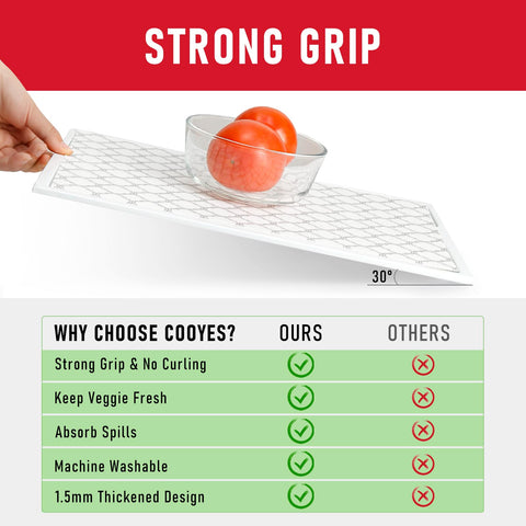 Cooyes fridge liners keep shelves clean by catching spills.
