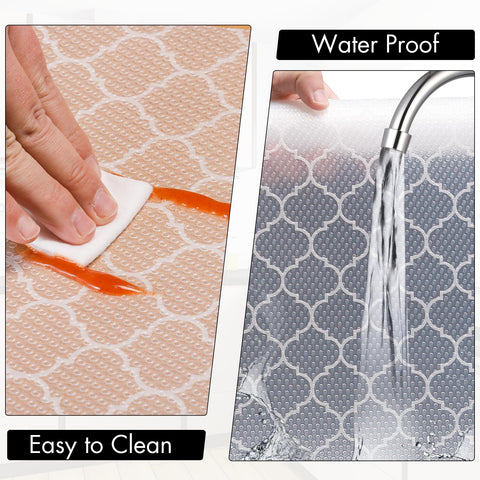 Cooyes shelf liner cut-to-size demonstrates easy customization for shelves.