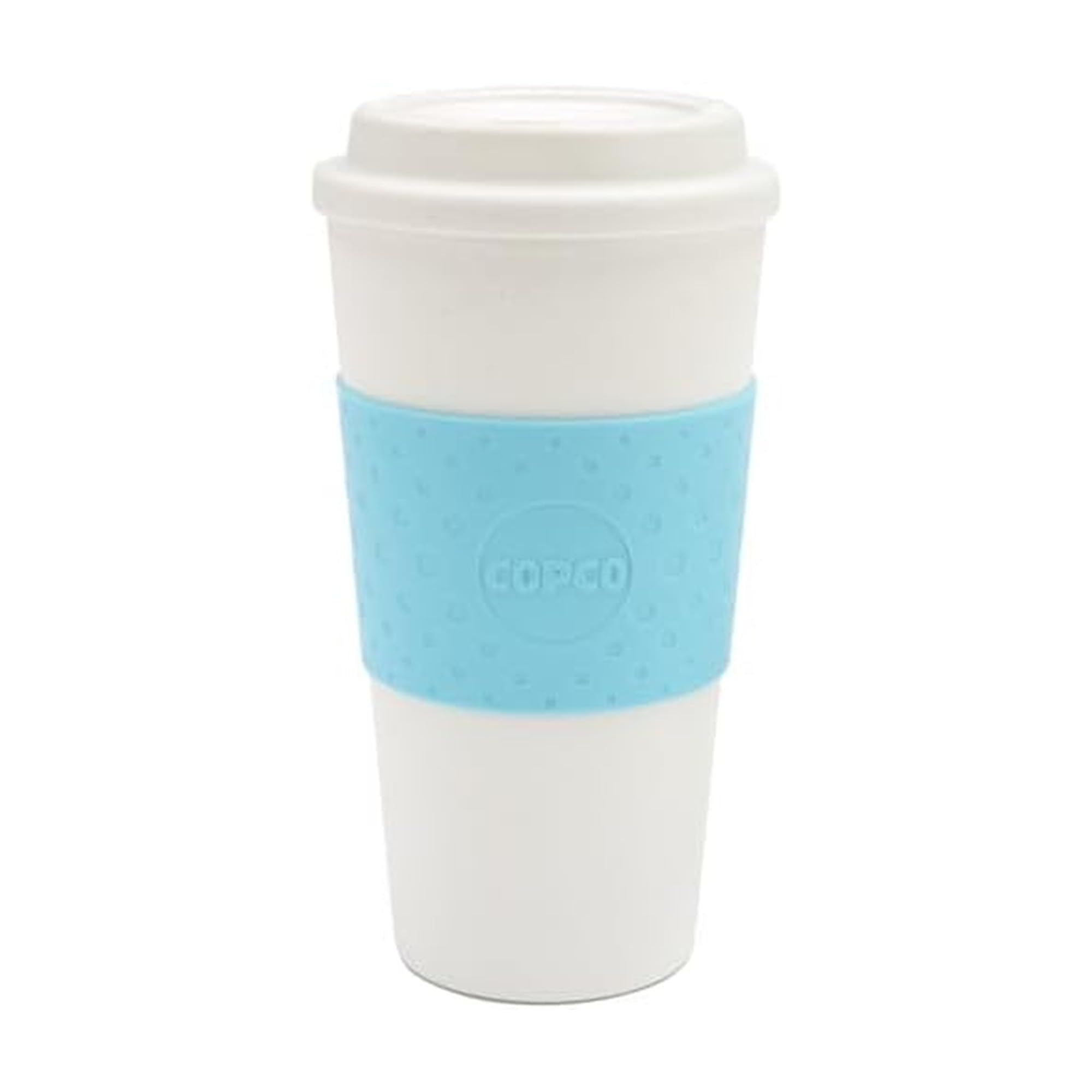 Copco Acadia 16oz travel mug in azure blue keeps drinks hot or cold on the go
