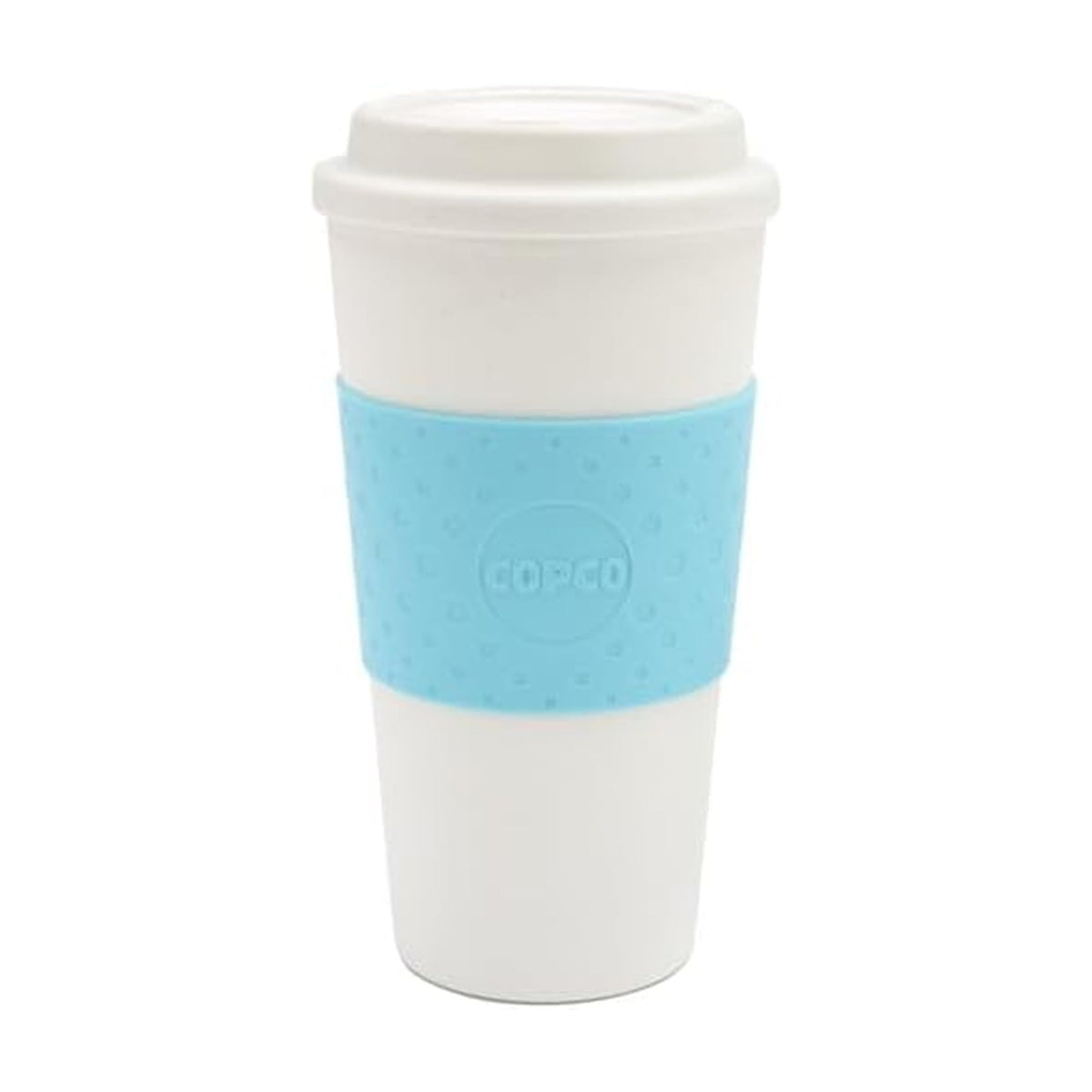 Copco Acadia 16oz travel mug in azure blue keeps drinks hot or cold on the go
