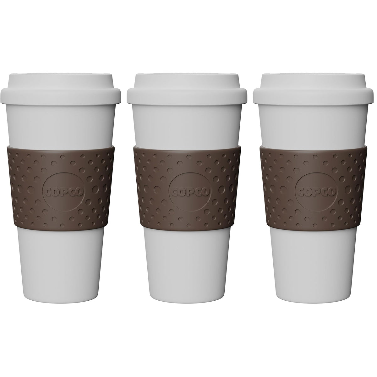 Copco Acadia 16oz travel mug side view highlighting its insulated body for hot drinks.