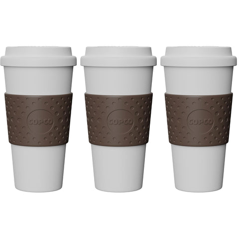 Copco Acadia 16oz travel mug side view highlighting its insulated body for hot drinks.