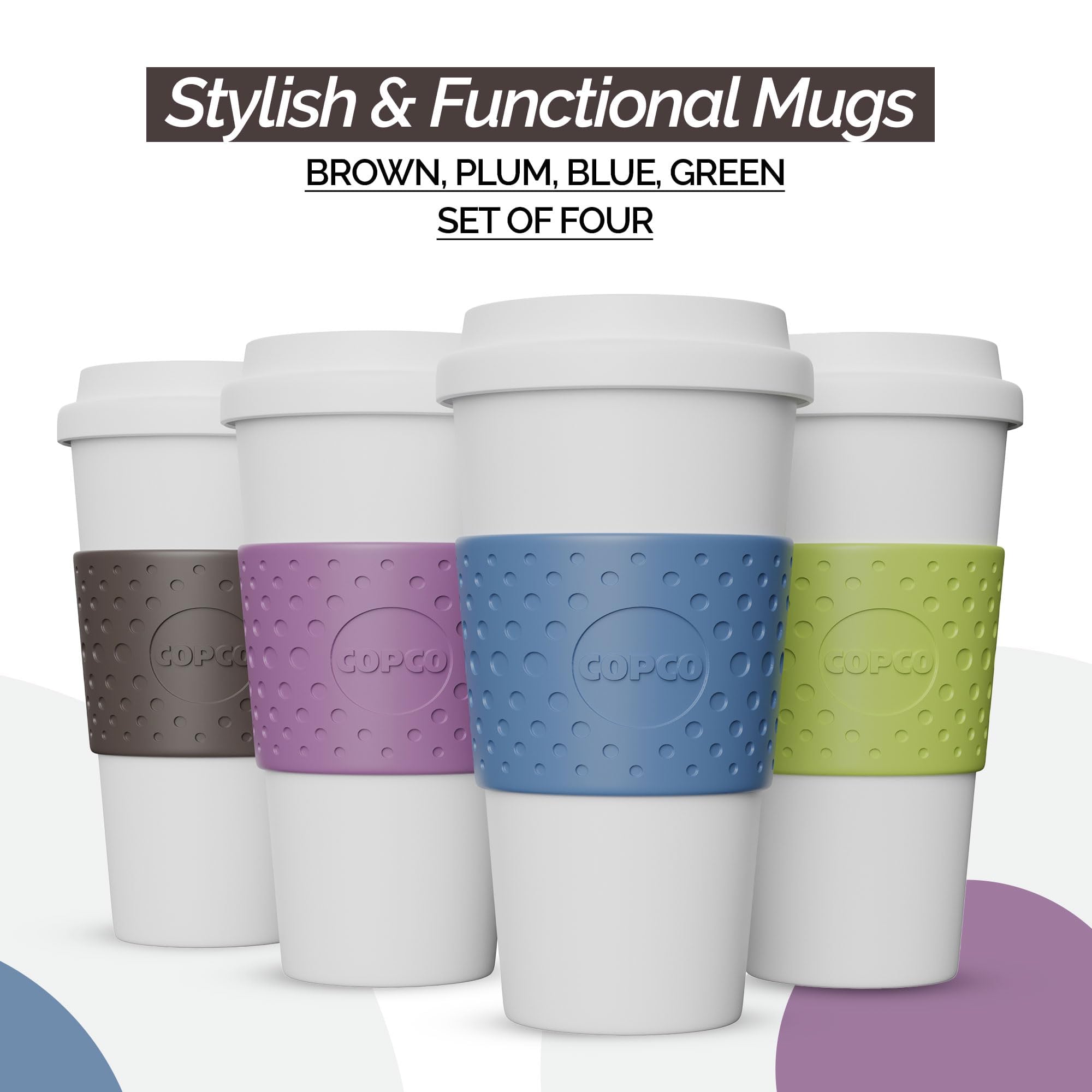 Copco Acadia insulated travel mug, double-wall view, keeps beverages at the right temperature.