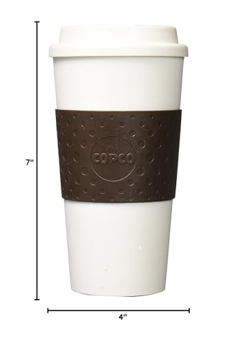 Copco Acadia 16oz brown nonslip sleeve provides secure grip and protection for hands
