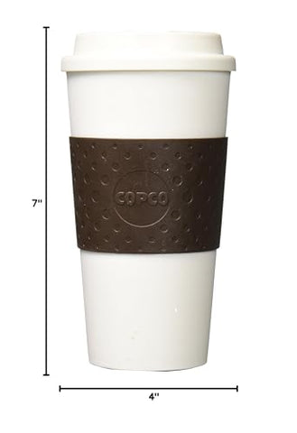 Copco Acadia 16oz brown nonslip sleeve provides secure grip and protection for hands