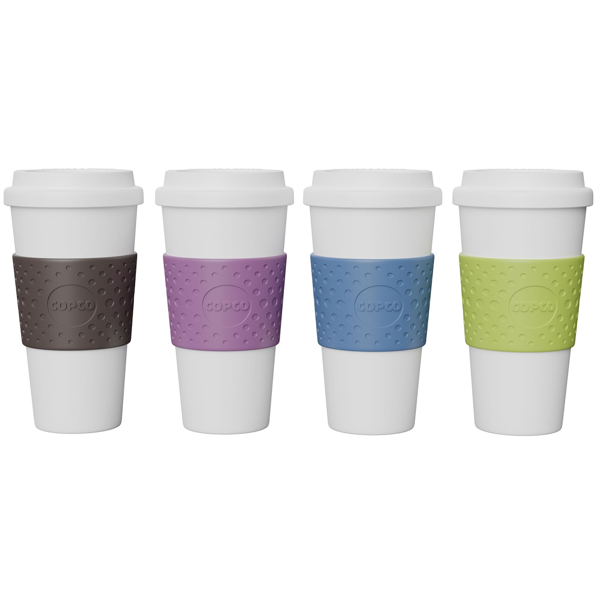 Copco Acadia travel mugs 4-pack, pack-shot, durable for on-the-go drinks.