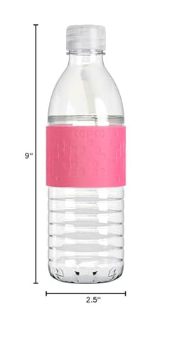 Copco Hydra pink bottle with textured grip sleeve for secure handling during workouts.