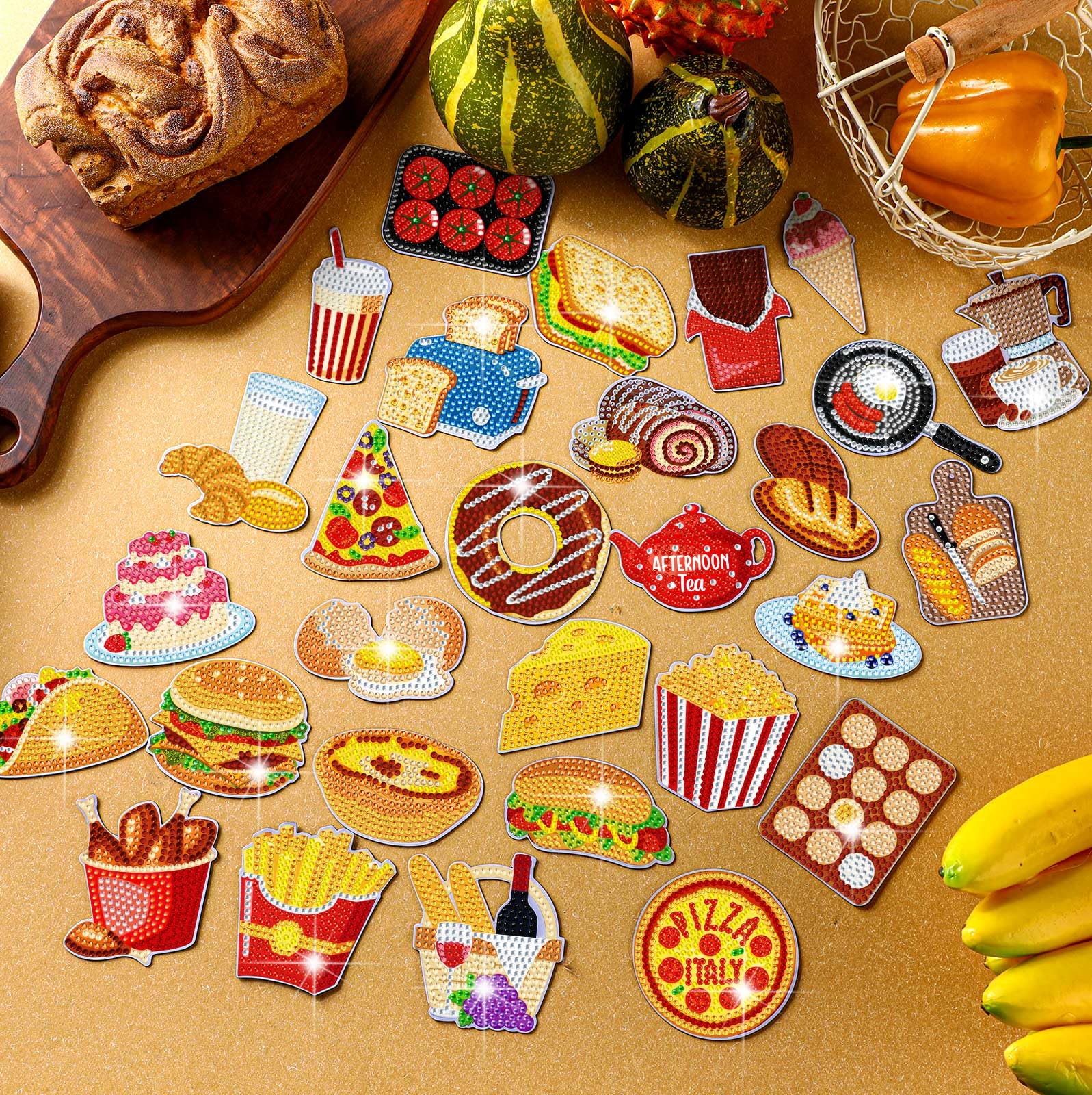 Copkim Diamond Art Magnets 8 cm diameter for metal surfaces.
