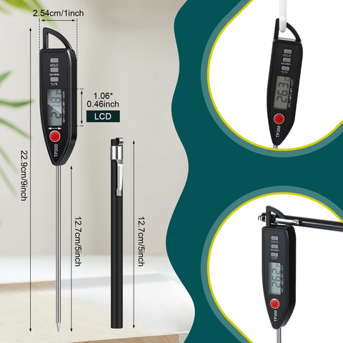 Copkim long‑probe digital thermometer with protective tips for safe handling.