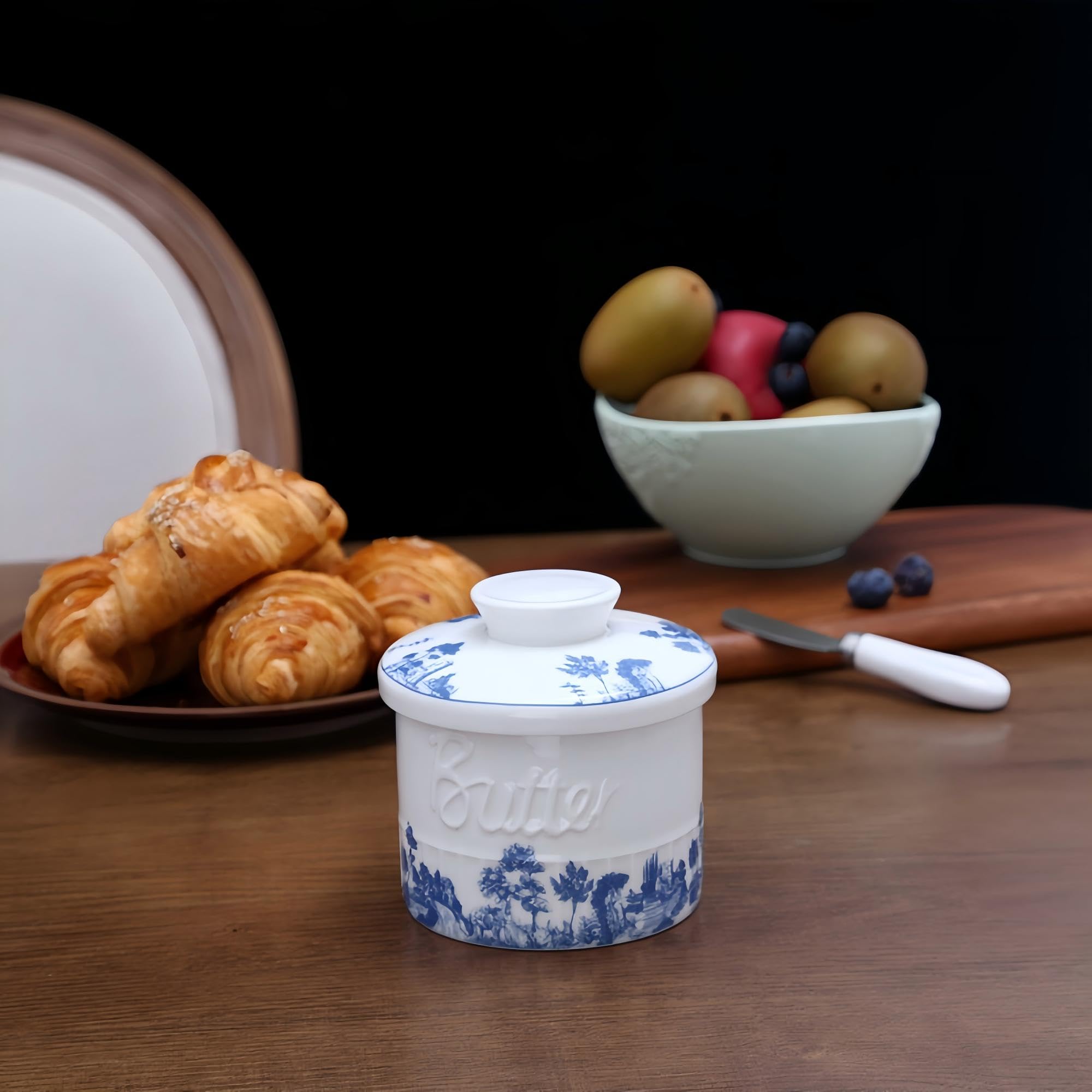 COPORISO gift ready kitchen accessory butter keeper in forest blue