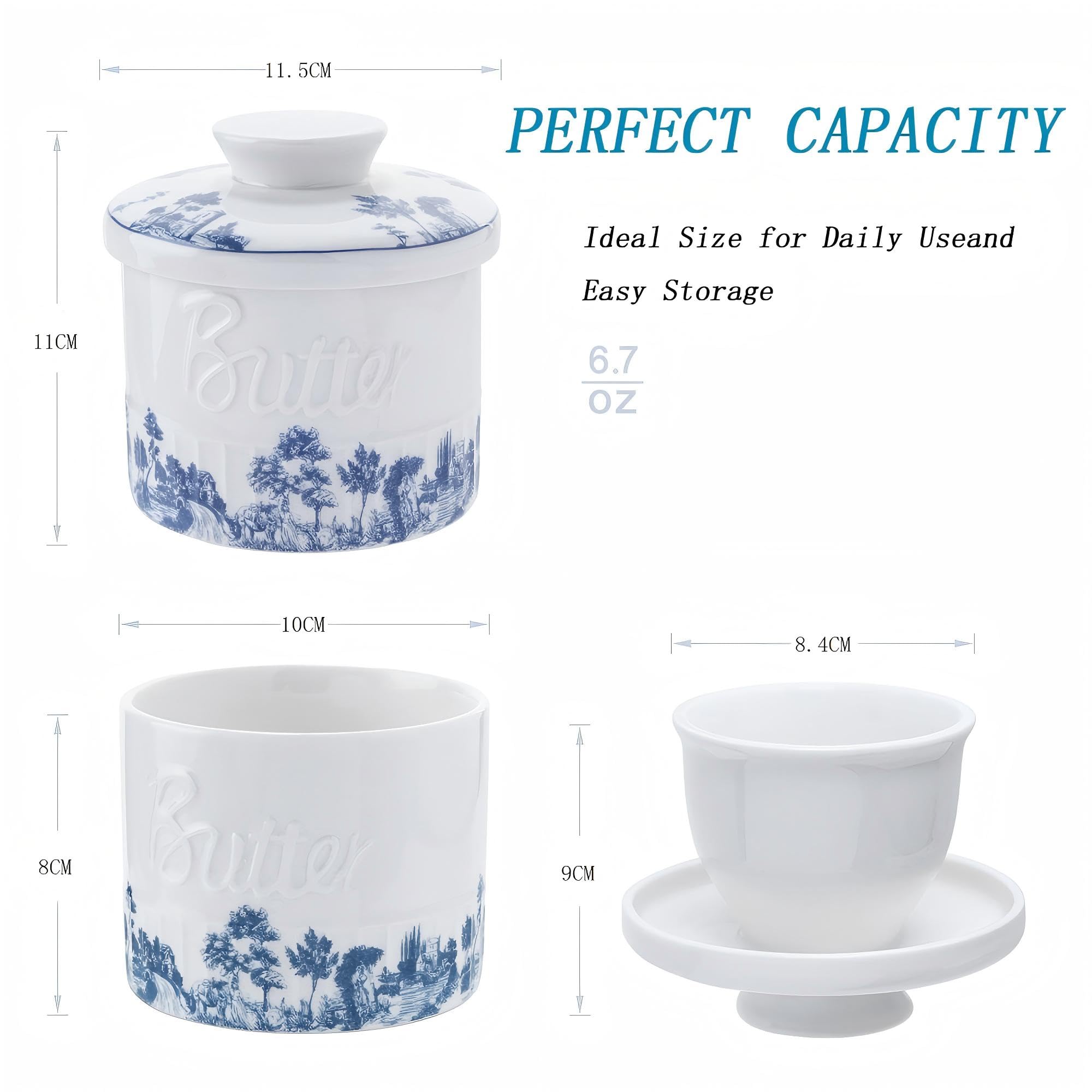 COPORISO vintage relief butter crock with forest blue glaze