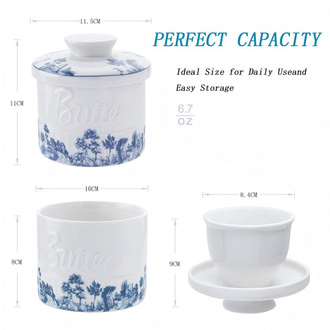 COPORISO vintage relief butter crock with forest blue glaze