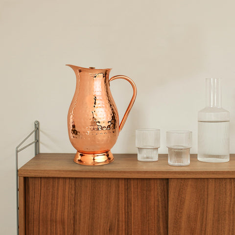Hammered texture on Copper Life jug conveys artisanal heritage