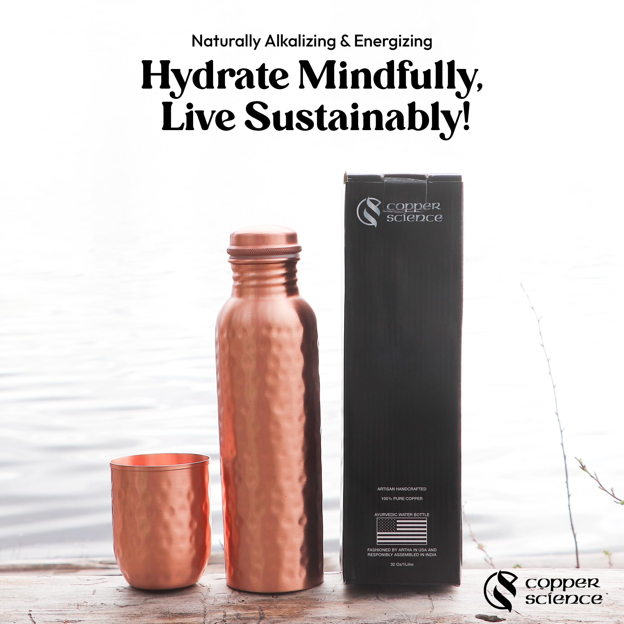 Copper Science hammered finish tumbler ready for on the go hydration