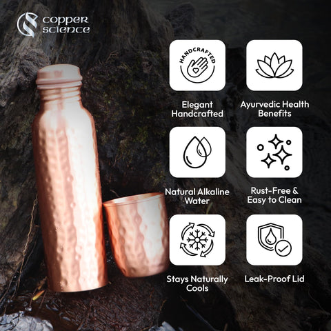 Copper Science bottle with leak-proof lid preventing spills during travel