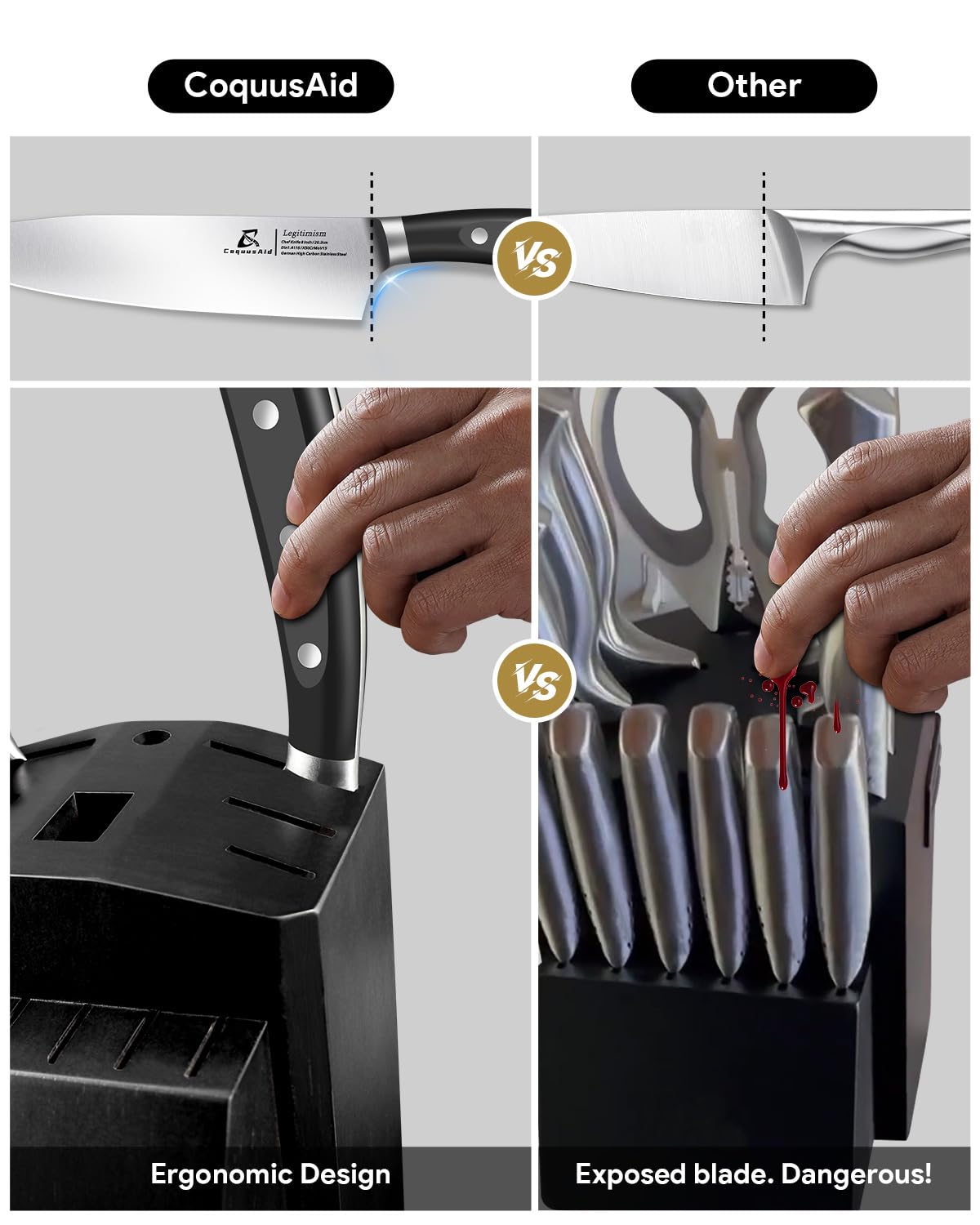 CoquusAid 1.4116 high-carbon stainless steel blades resist corrosion and stay sharp