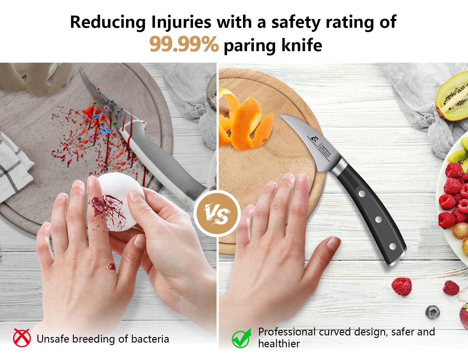 CoquusAid bird beak paring knife 2.75-inch curved peels
