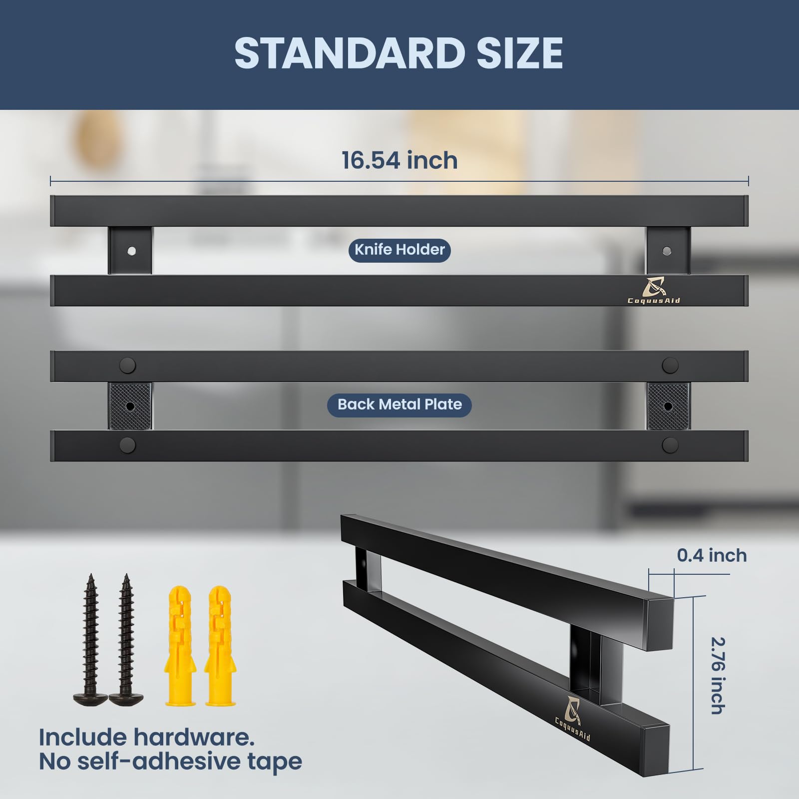 Compact elegant design of CoquusAid magnetic knife holder